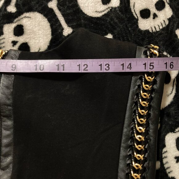 DEX Black pencil dress w/ pleather and gold tone chain detailing ~ MEDIUM LARGE - Picture 12 of 15